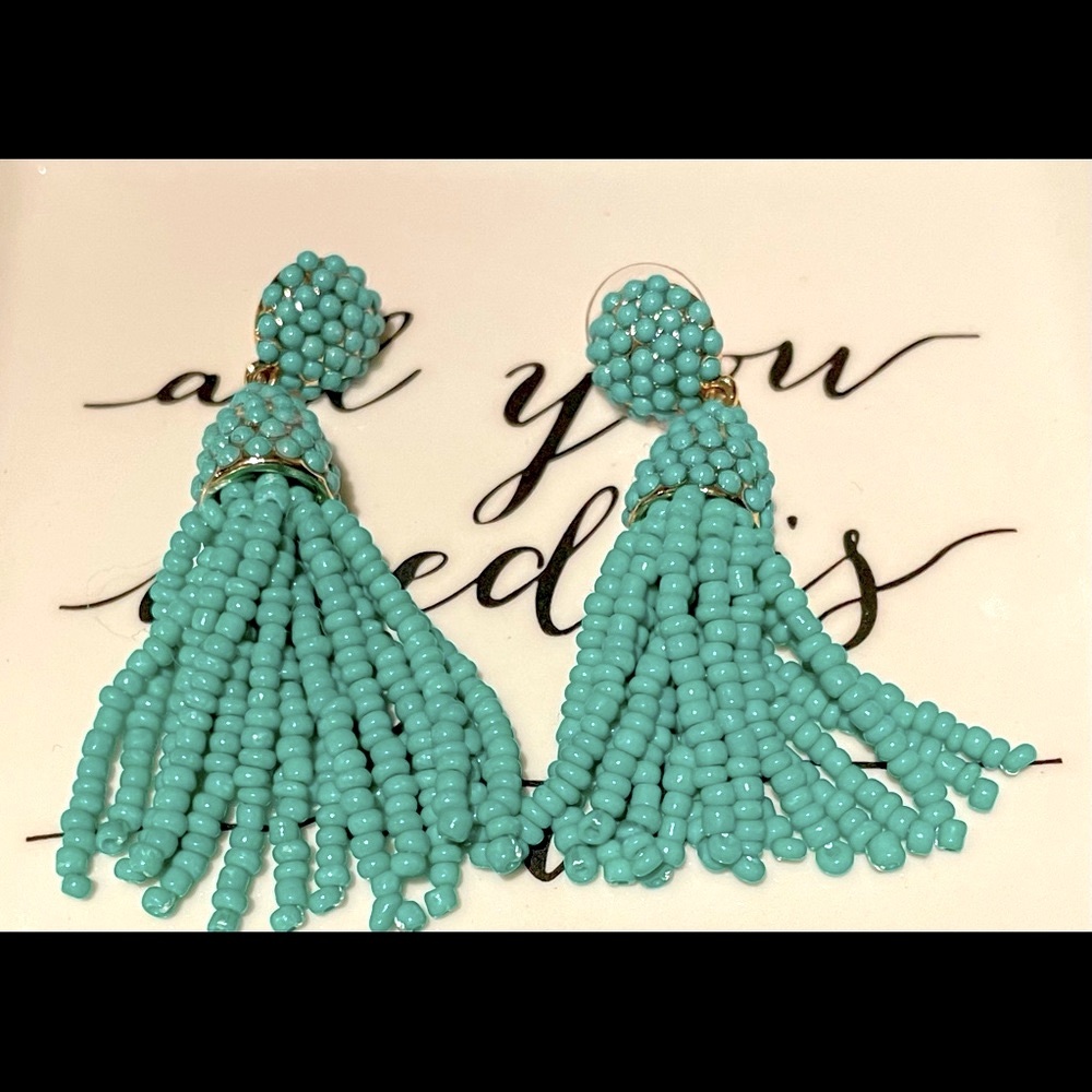 Baublebar teal tassel earrings